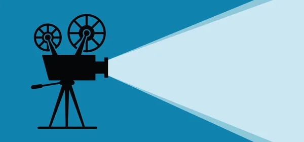 Eski bir retro film ve film, düz bir arka plan. Tiyatro ekranı, gala işaretleri. Sinema kameralı film projektörü, düz konsept ikonu. Poster, pankart ya da duvar kağıdı şablonu. Video film şeridi.