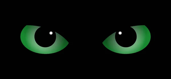 Green cat eyes for Halloween party. Eyes of cats are in darkness. Eyes sparkle in the dark, animal concept. cartoon eyes icon. Kitty silhouette