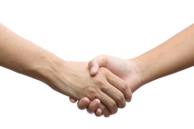 Eller çift holding beyaz arka plan üzerinde - dostluk izole