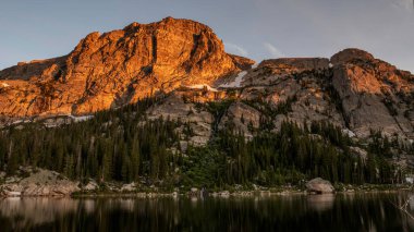 Copeland Mountain at Sunrise as seen from Pear Lake, RMNP, Colorado, summer time