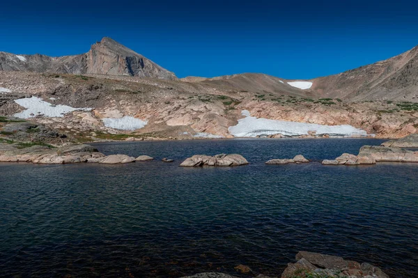 Permanant Snowfield Lies West End Snowbank Lake Wild Basin Rocky — Stock Photo, Image