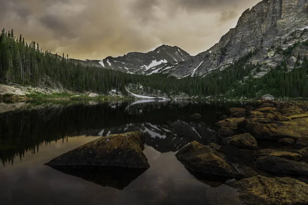 Pôr Sol Pear Lake Wild Basin Rocky Mountain National Park — Fotografia de Stock