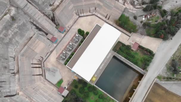 Top view of hydroelectric power station. Global warming. Sustainable hydropower — Stock Video