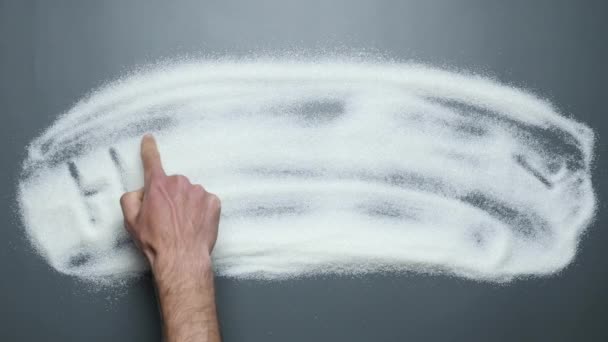 Azúcar alto escrito sobre fondo de azúcar. El azúcar mata. Diabetes mellitus — Vídeo de stock