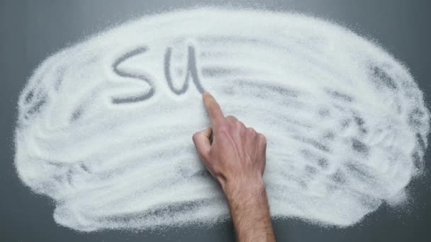 Sugar please words written on surface of sugar. Hand writing text sugar please — Stock Video