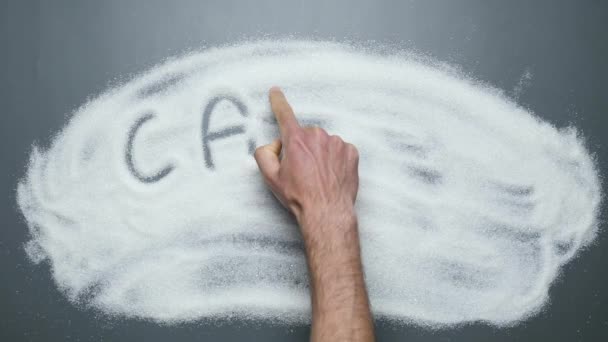 Risque de cancer écriture manuscrite sur la surface du sucre. Sugar tue. Arrêtez le diabète — Video