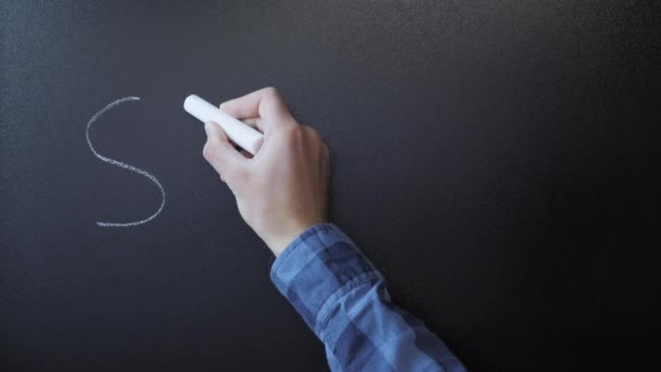 Startup auf Kreide geschrieben. Handschriftliches Wort Startup mit Kreide auf Tafel — Stockvideo