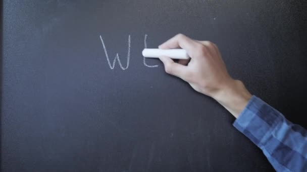 Hand writes Wear the mask on chalkboard. Writing wear the mask on blackboard — Stock Video