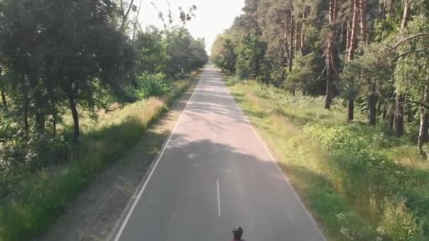 Radtraining. Radfahrerin auf Fahrrad unterwegs. Frau radelte bei Sonnenuntergang auf Fahrrad — Stockvideo