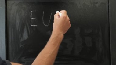 Euro 2020 Winner written on chalkboard. Football soccer concept. Sport game results