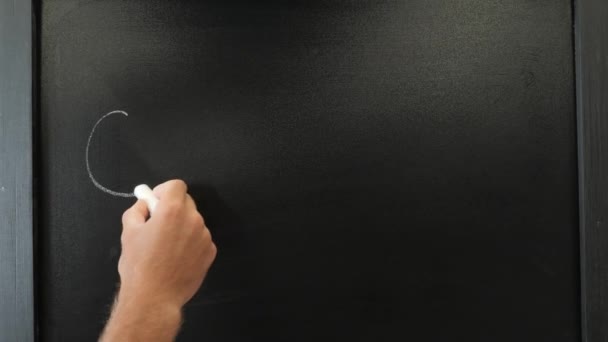 Word Cycling on chalkboard.Hand γράφει Ποδηλασία με κιμωλία στον πίνακα. Αθλητική έννοια — Αρχείο Βίντεο