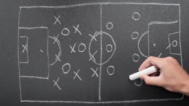 Game plan strategy for Soccer with lines and opponents formation. Football tactics — Stock Video