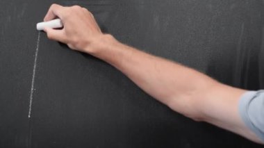 Pazartesi tahtada yazılı. Erkek, pazartesi günü tahtaya kelime yazıyor.