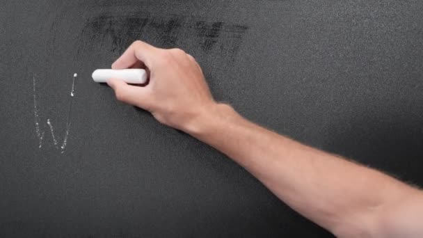 Handschrift Mittwoch auf Tafel mit Kreide. Mittwoch auf Kreide geschrieben — Stockvideo