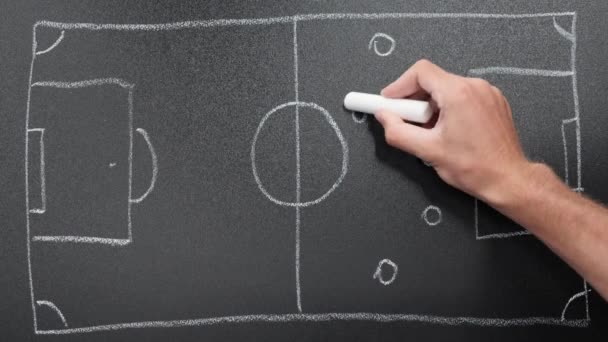 Schema del piano di gioco della strategia offensiva di Xs e Os. Tattiche di gioco del calcio — Video Stock