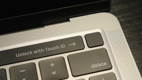 指紋生体認証スキャナを使用してノートパソコンで安全にアクセス — ストック動画