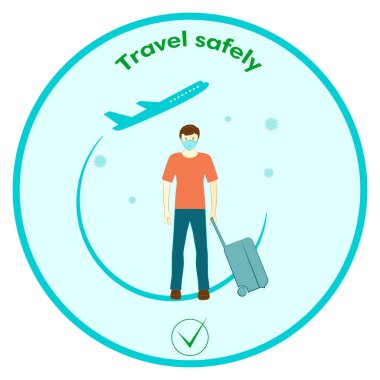 Mesafeni koru. Koronavirüsle savaşmak için yeşil illüstrasyon düz stil