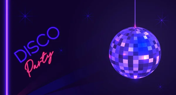 Disco Party Hintergrund Mit Neon Effekt Auf Dunklem Hintergrund Für — Stockvektor
