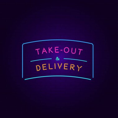 Paket servis. Neon biçiminde vektör illüstrasyonu. İşaret, afişler, web siteleri ve ticaretle ilgili diğer projeler için.