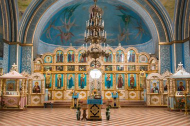dubovyj ovrag, Rusya Federasyonu - 20 Şubat 2016: iç kutsal şehit Nikita, kilise içinde bulunan Volgograd bölgesi dubovyj ovrag Köyü