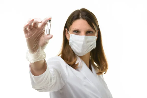 Doctor Shows Test Tube Drug Frame — Stock Photo, Image