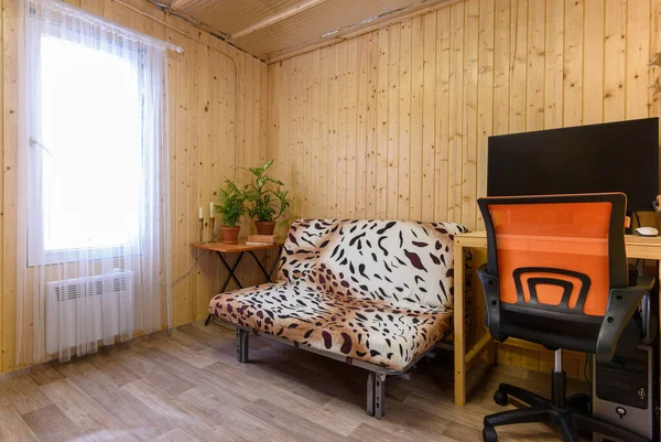 Interior Una Pequeña Habitación Modesta Una Casa Campo — Foto de Stock