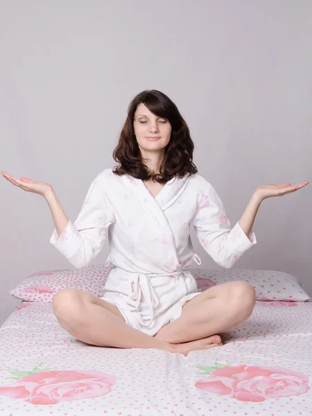 Girl fan direction yoga — Stock Photo, Image