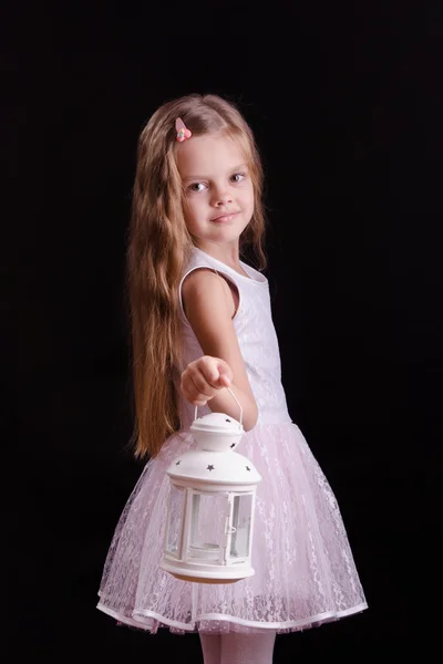 Five-year girl with a candlestick — Stock Photo, Image