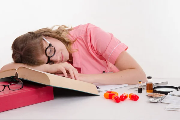 Medical student fell asleep in class — Stock Photo, Image