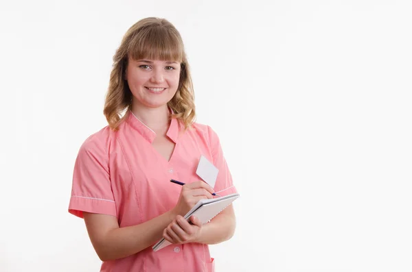 Medical practice writing in a notebook — Stock Photo, Image