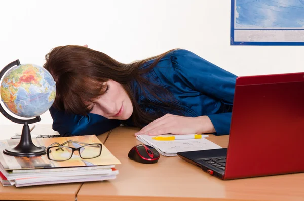 Sleeping geography teacher — Stock Photo, Image