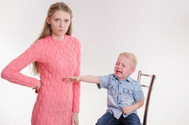 Mom punished three year old boy clipart