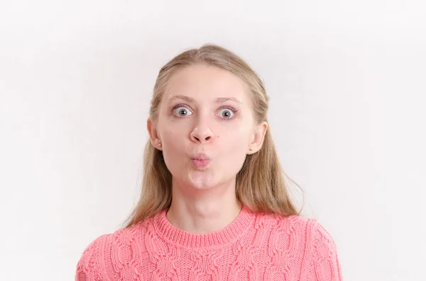 Young girl with big eyes and wonder — Stock Photo, Image