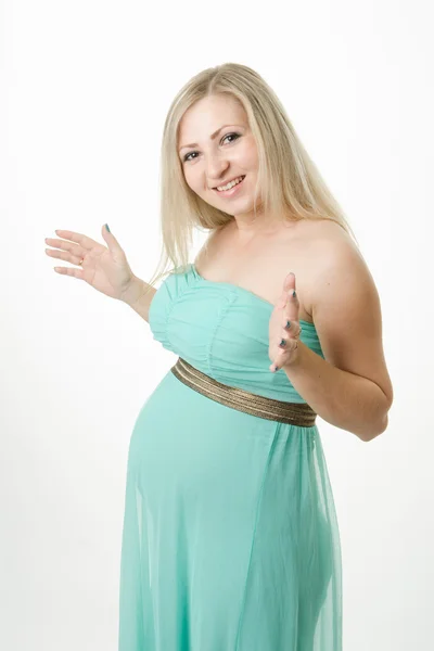 She is glad her pregnancy — Stock Photo, Image