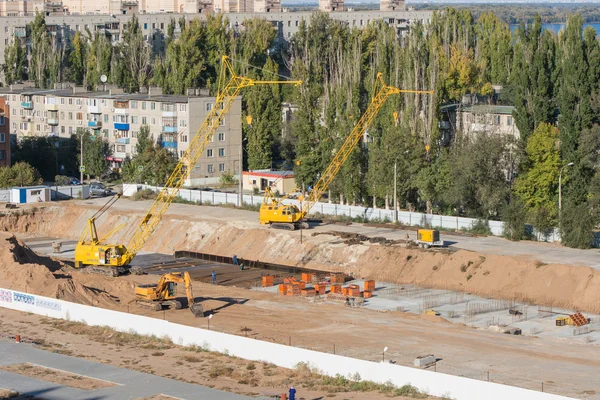 General view of the construction site of the new high-rise building — Stock Photo, Image