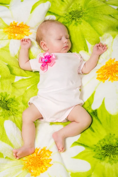 Sleeping two month baby in the crib — Stock Photo, Image