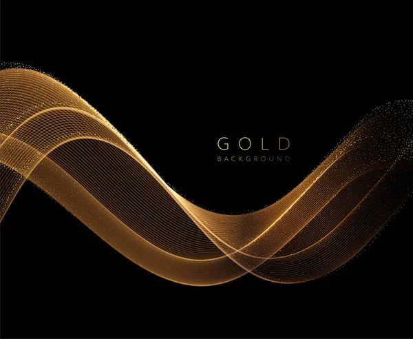 Soyut parlak altın dalgalı tasarım elementi. Akan altın dalgası