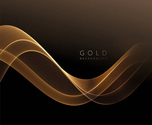 Abstract glanzend gouden golvend design element. Stroom goud golf — Stockvector