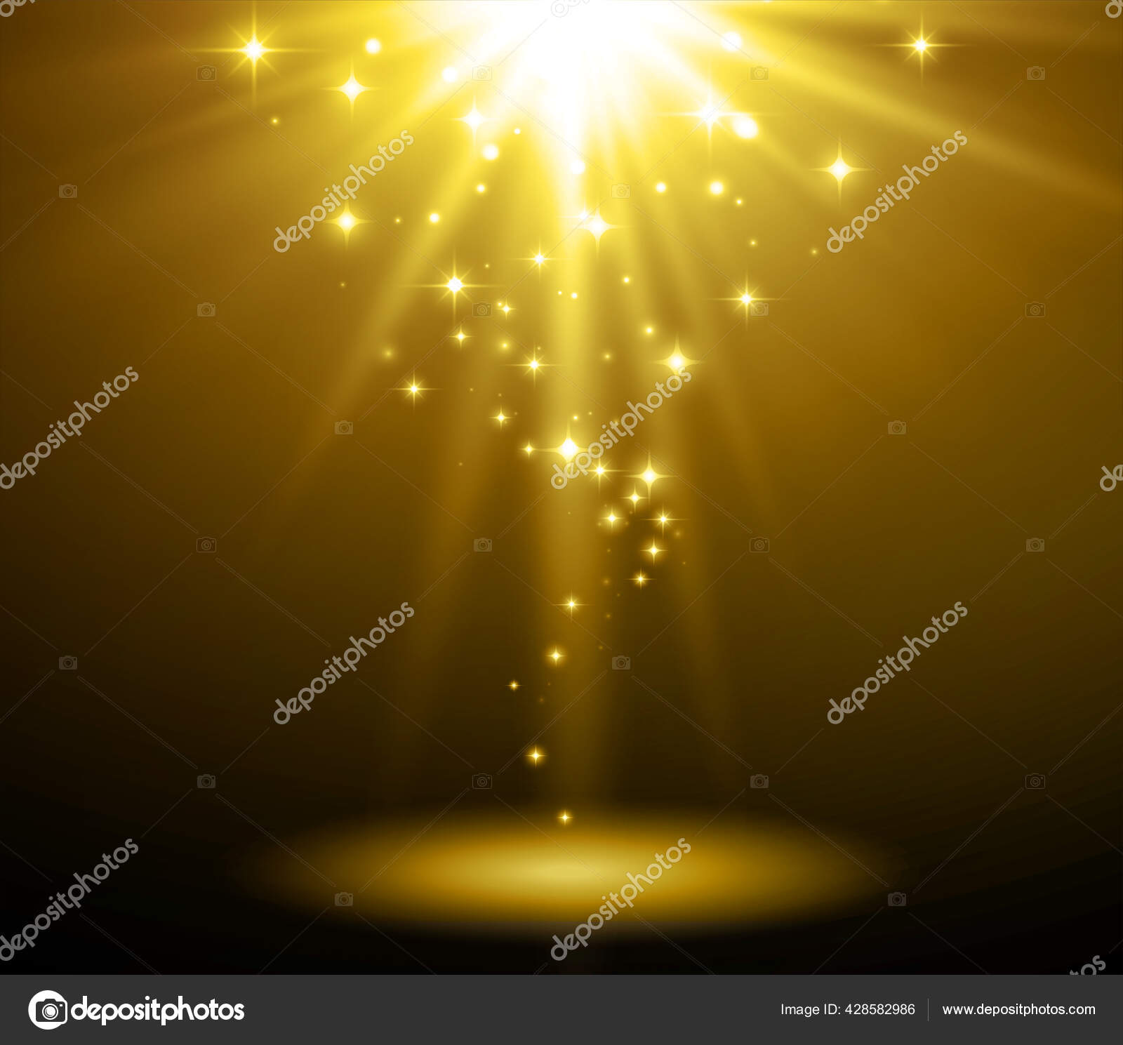 Абстрактный Светлый Фон. Волшебный Свет С Золотой Вспышкой.