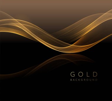 Soyut parlak altın dalgalı tasarım elementi. Akan altın dalgası