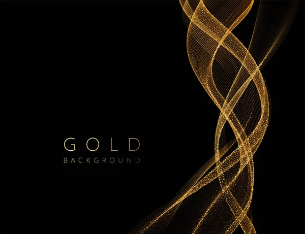 Abstract glanzend gouden golvend design element. Stroom goud golf — Stockvector