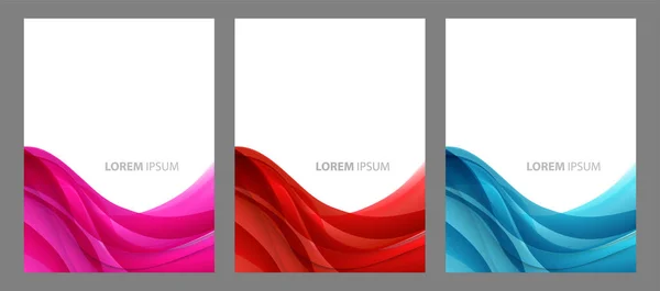 Abstract header blue pink red wave vector design. — Stock Vector
