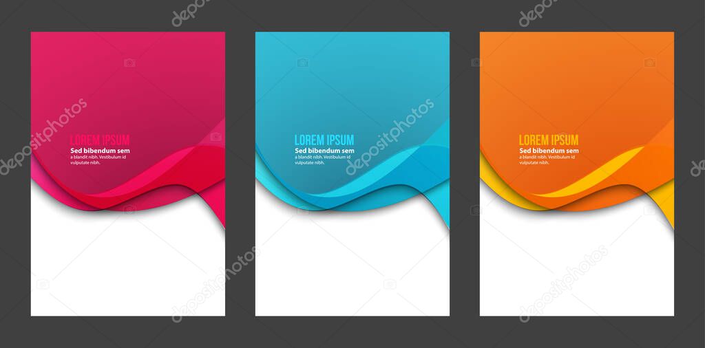 Abstract header blue pink orange wave vector design.