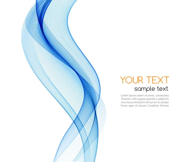 Vector blue abstract wave design element. Lignes de fumée — Image vectorielle