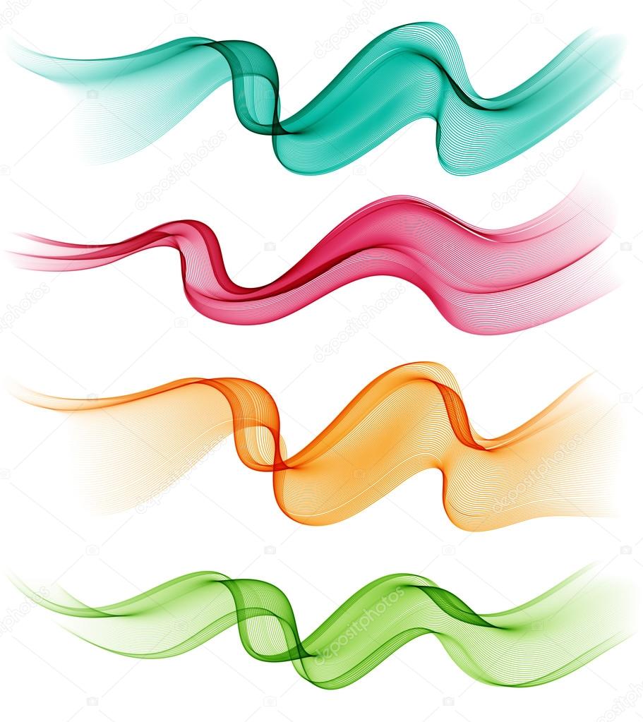 Abstract colorful transparent wave collection