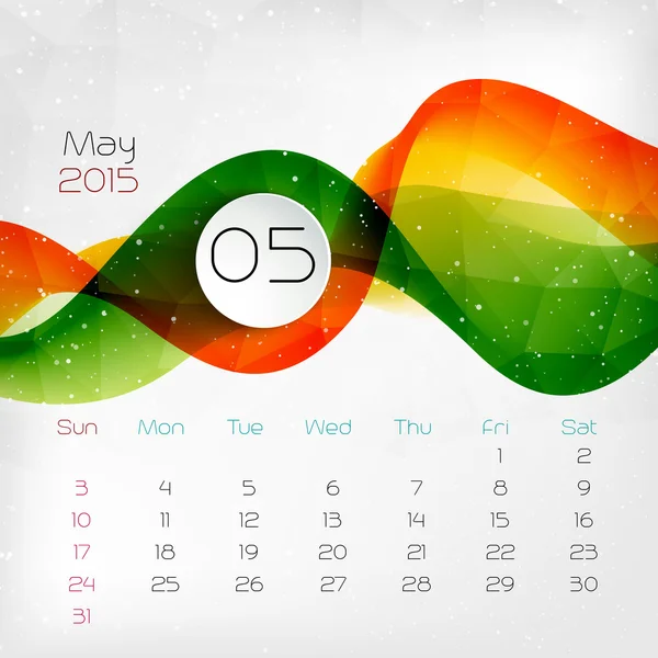 Calendario 2015. May. Illustrazione vettoriale — Vettoriale Stock