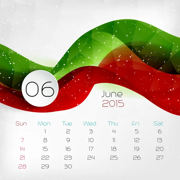 Calendario 2015. Julio. Ilustración vectorial — Vector de stock