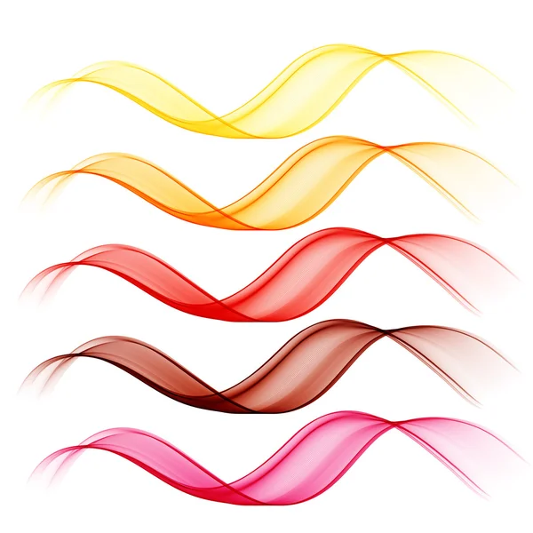 Coleção de ondas transparentes coloridas abstratas — Vetor de Stock