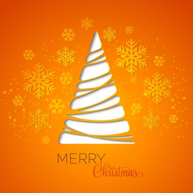 Neşeli Noel ağacı tebrik kartı. Kağıt tasarımı