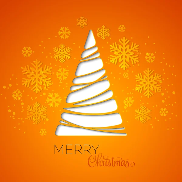 Merry Christmas tree üdvözlőlap. Papír design — Stock Vector